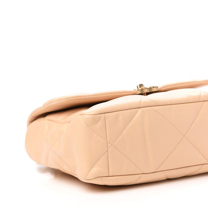 Chanel Shiny Goatskin Quilted Large Chanel 19 Flap Beige 8 of 10