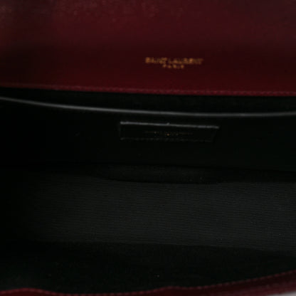 Saint Laurent Grain De Poudre Textured Mixed Matelasse Medium Triquilt Monogram Satchel Rouge Legion 5 of 8
