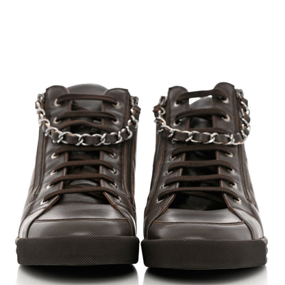 Chanel Calfskin Mens Zipped Sneakers 44 Brown 2 of 10