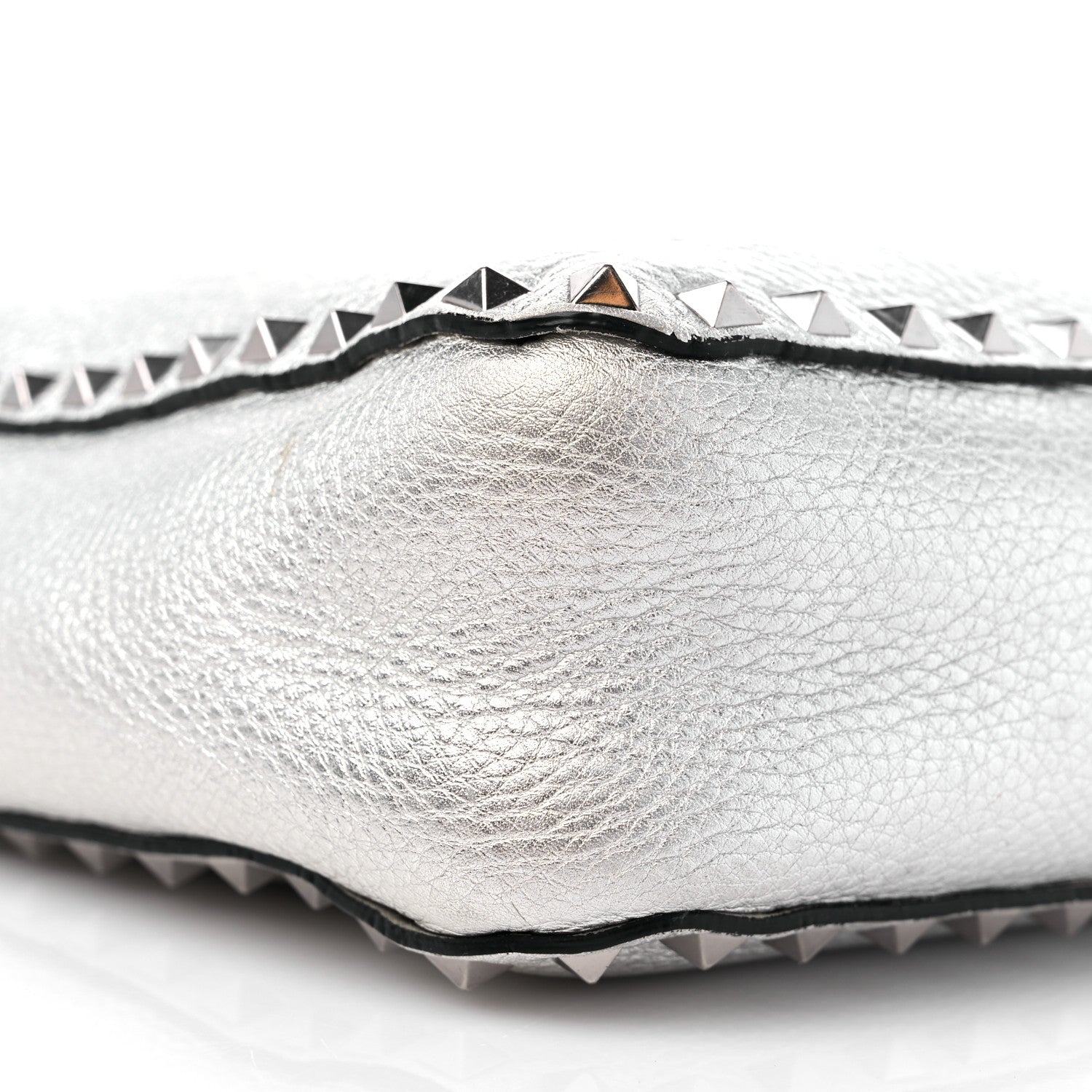 Valentino Garavani Metallic Pebbled Calfskin Small Rockstud Flip-Lock Messenger Bag Silver 7 of 12