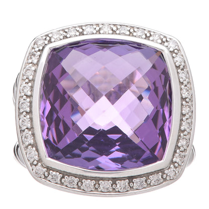 David Yurman Sterling Silver Diamond Amethyst 17mm Albion Ring 54 7 1 of 5