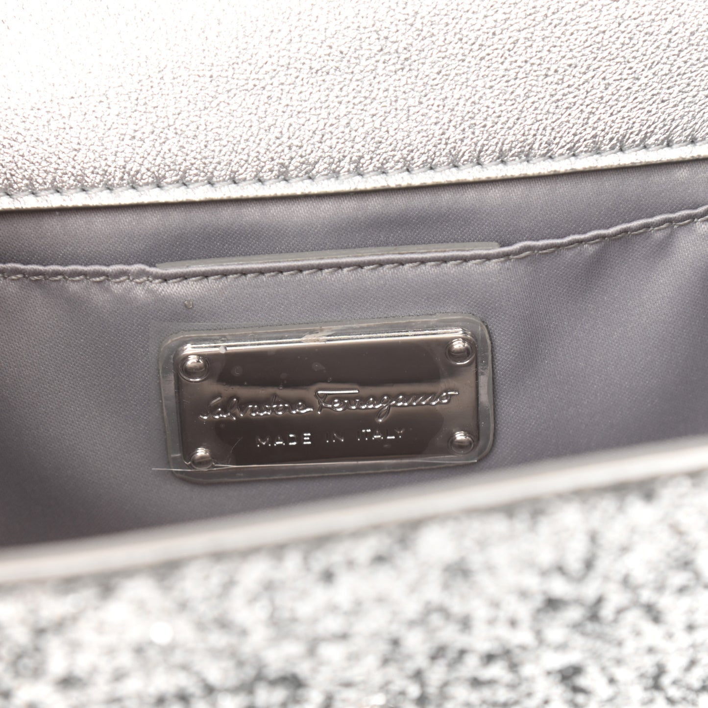 Glitter Vara Bow Flap Crossbody Silver