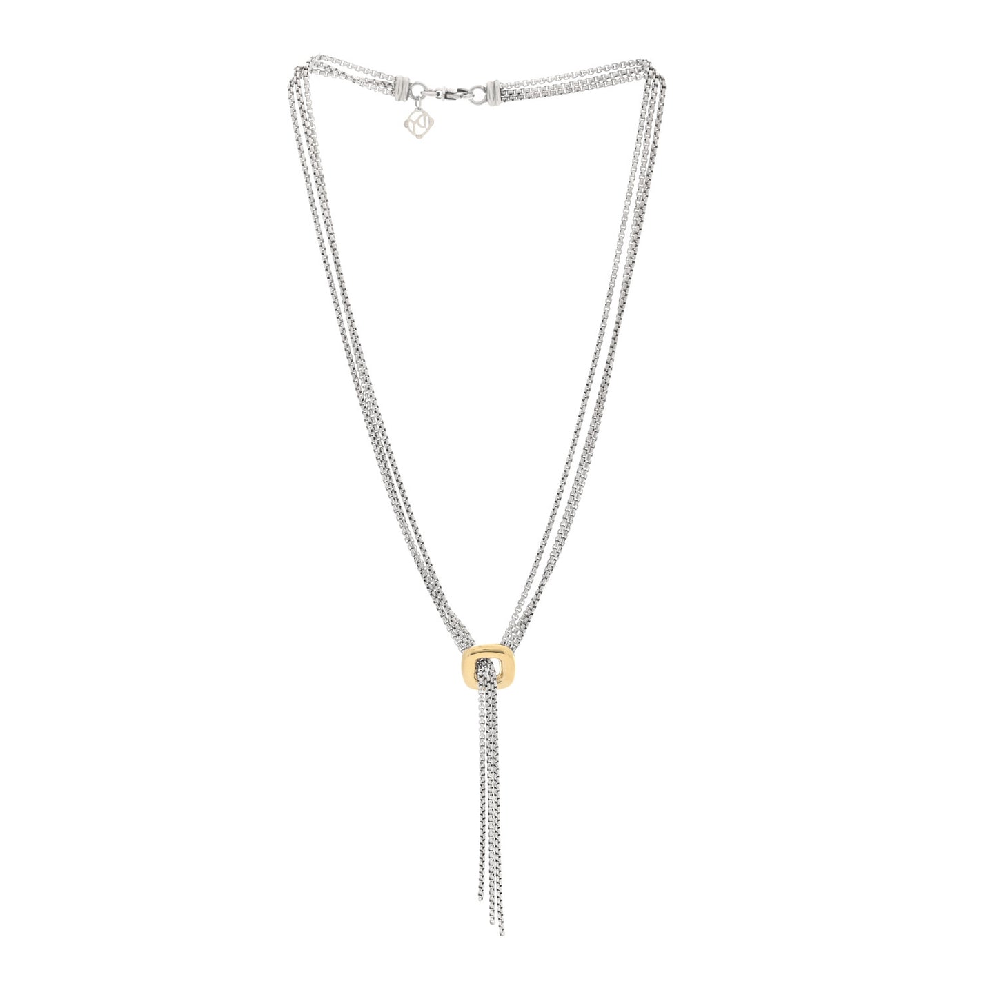 Sterling Silver 18K Yellow Gold Lariat Waterfall Necklace