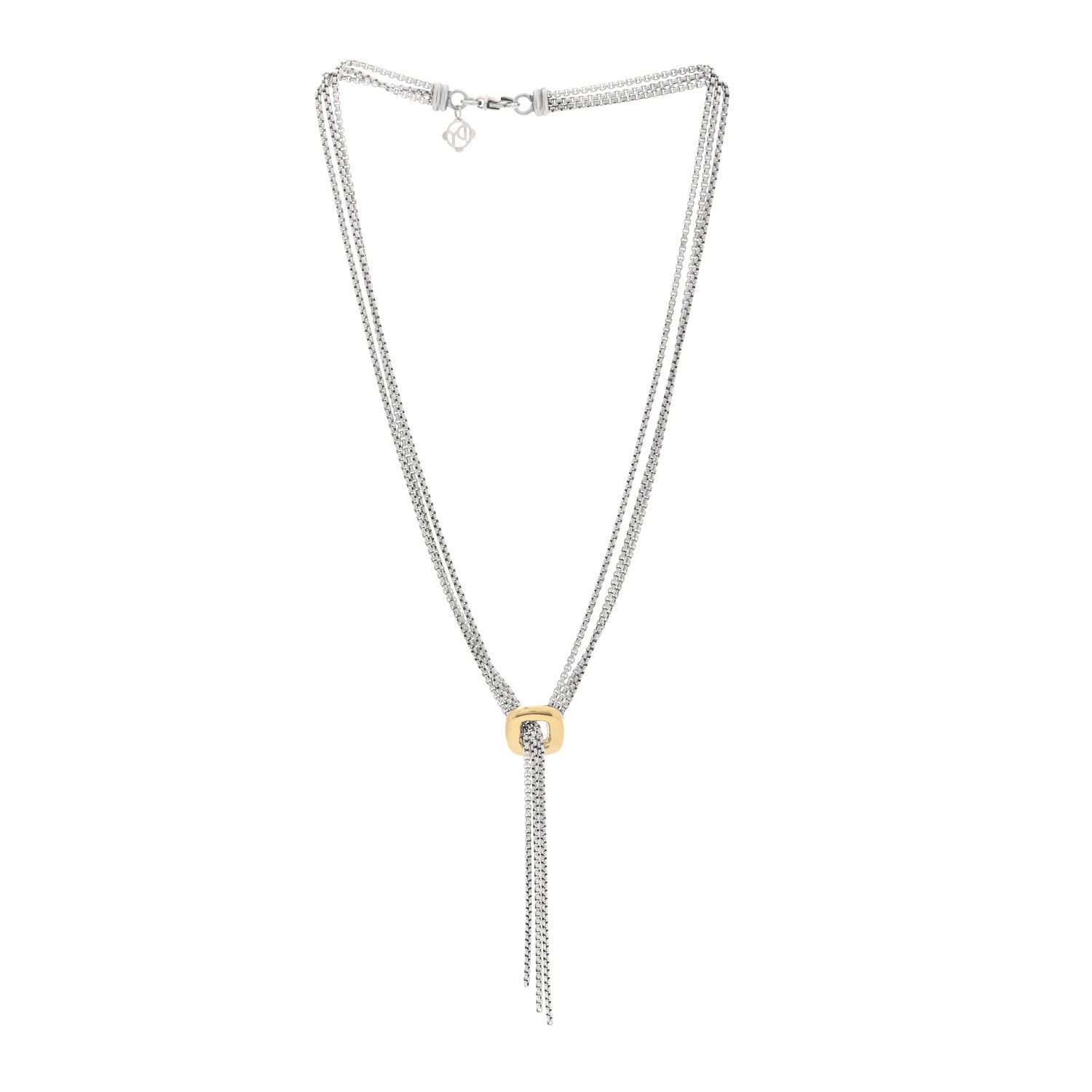 David Yurman Sterling Silver 18K Yellow Gold Lariat Waterfall Necklace 3 of 4