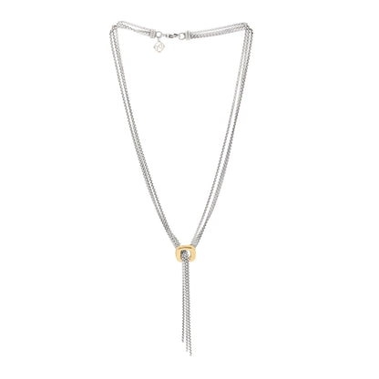 David Yurman Sterling Silver 18K Yellow Gold Lariat Waterfall Necklace 3 of 4