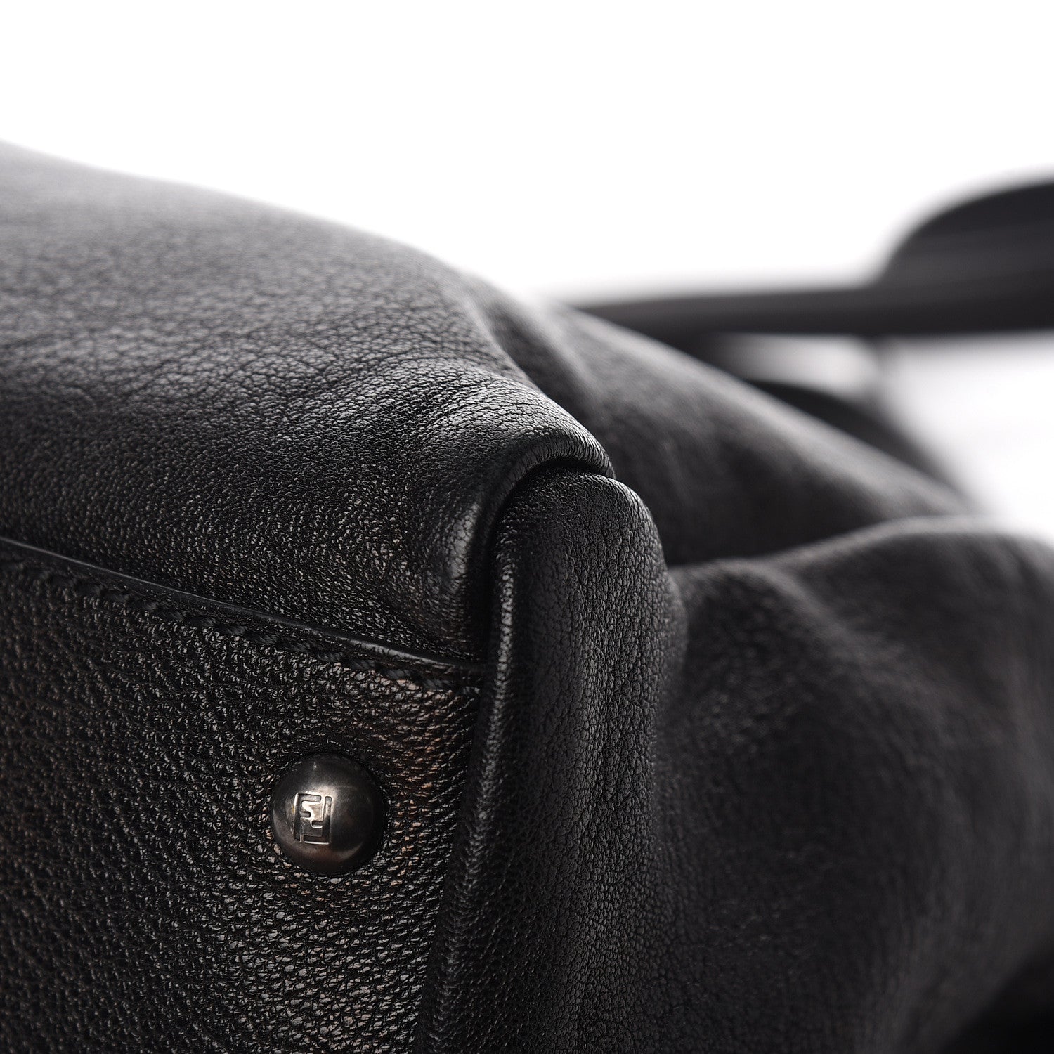 Fendi Goatskin Zucca Large Peekaboo Iconic Satchel Black Tobacco 14 of 14