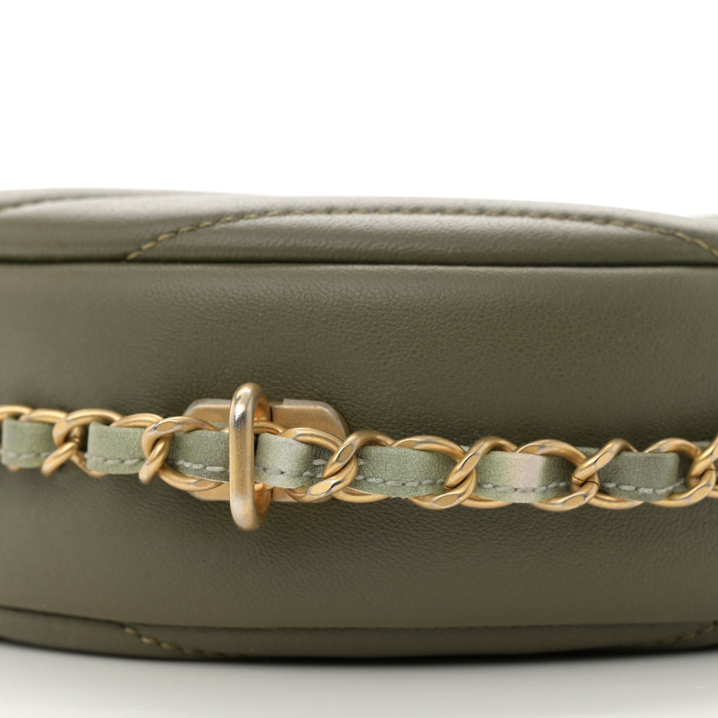 Lambskin Chevron Quilted Round Evening Bag Green