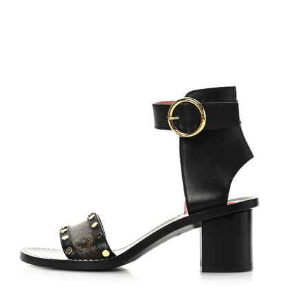 Louis Vuitton Calfskin Monogram Passenger Sandals 37.5 Black 1 of 8