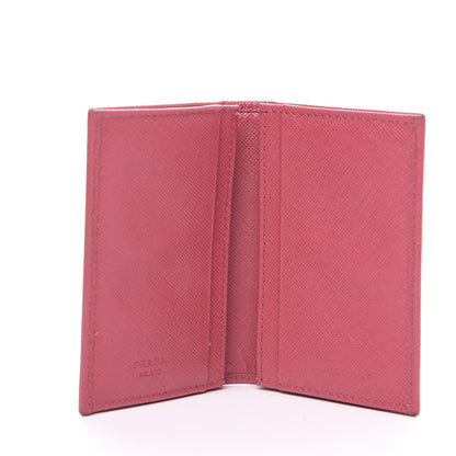 Prada Saffiano Metal Bi-Fold Card Holder Wallet Peonia 4 of 10