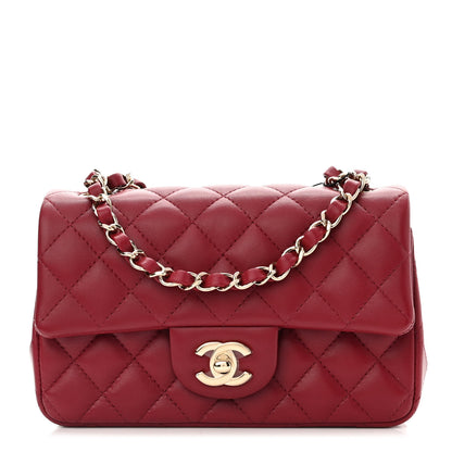 Chanel Lambskin Quilted Mini Rectangular Flap Burgundy 1 of 10