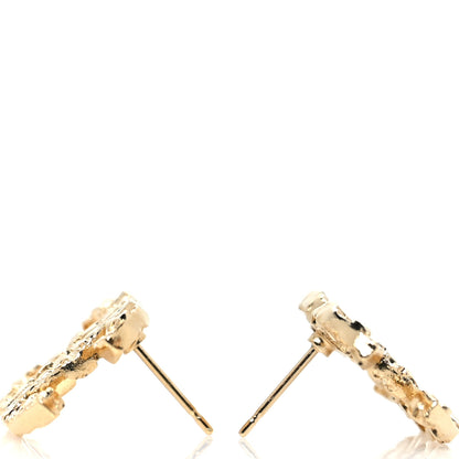 Chanel Metal Textured CC Earrings Gold 3 of 4