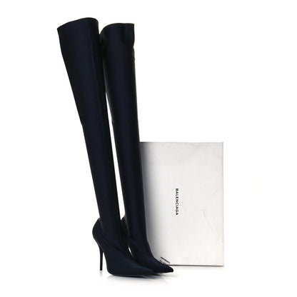 Balenciaga Spandex Pointed Toe Knife Thigh High Boots 39 Black 7 of 7