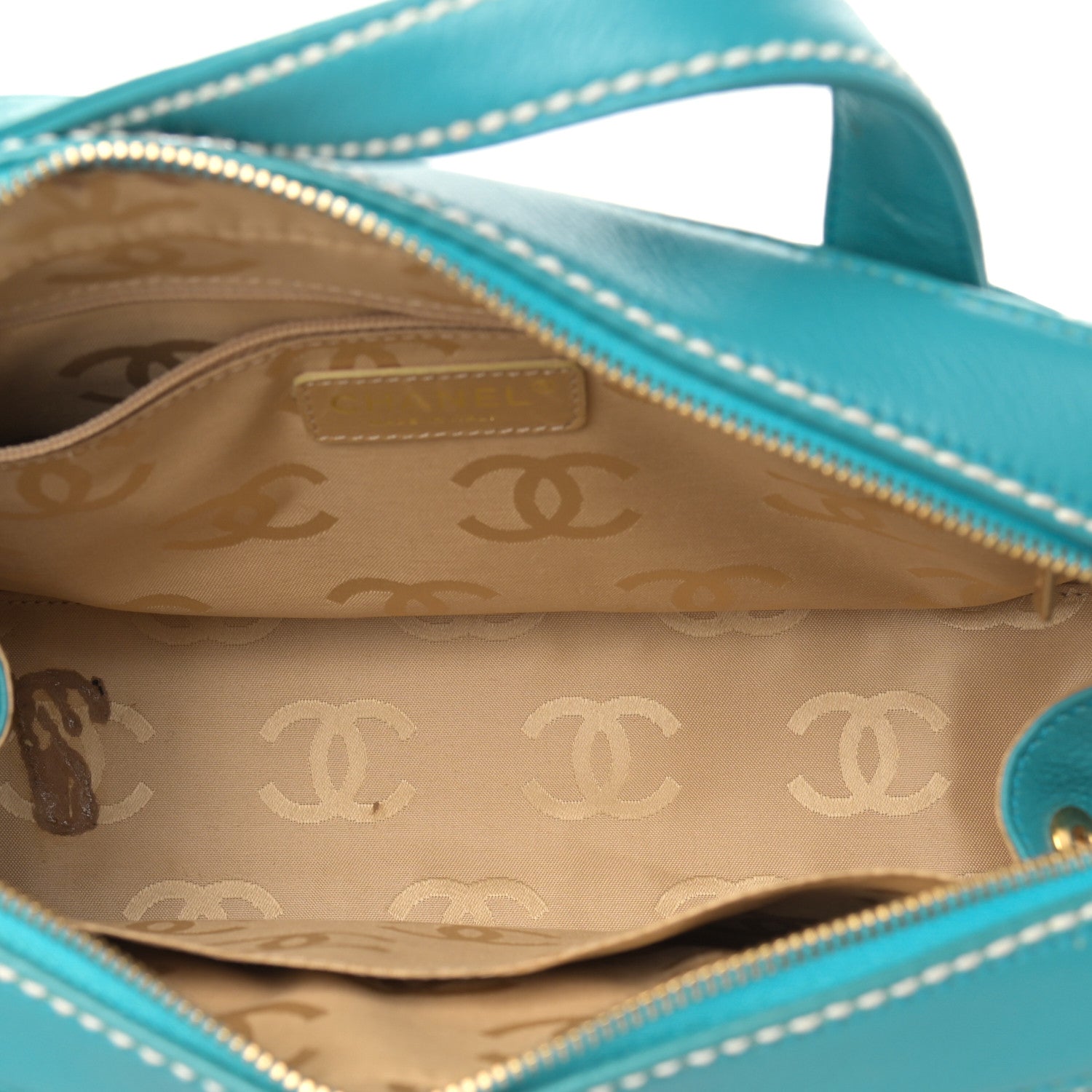 Chanel Calfskin Contrast Stitch Surpique Bowler Blue 5 of 14