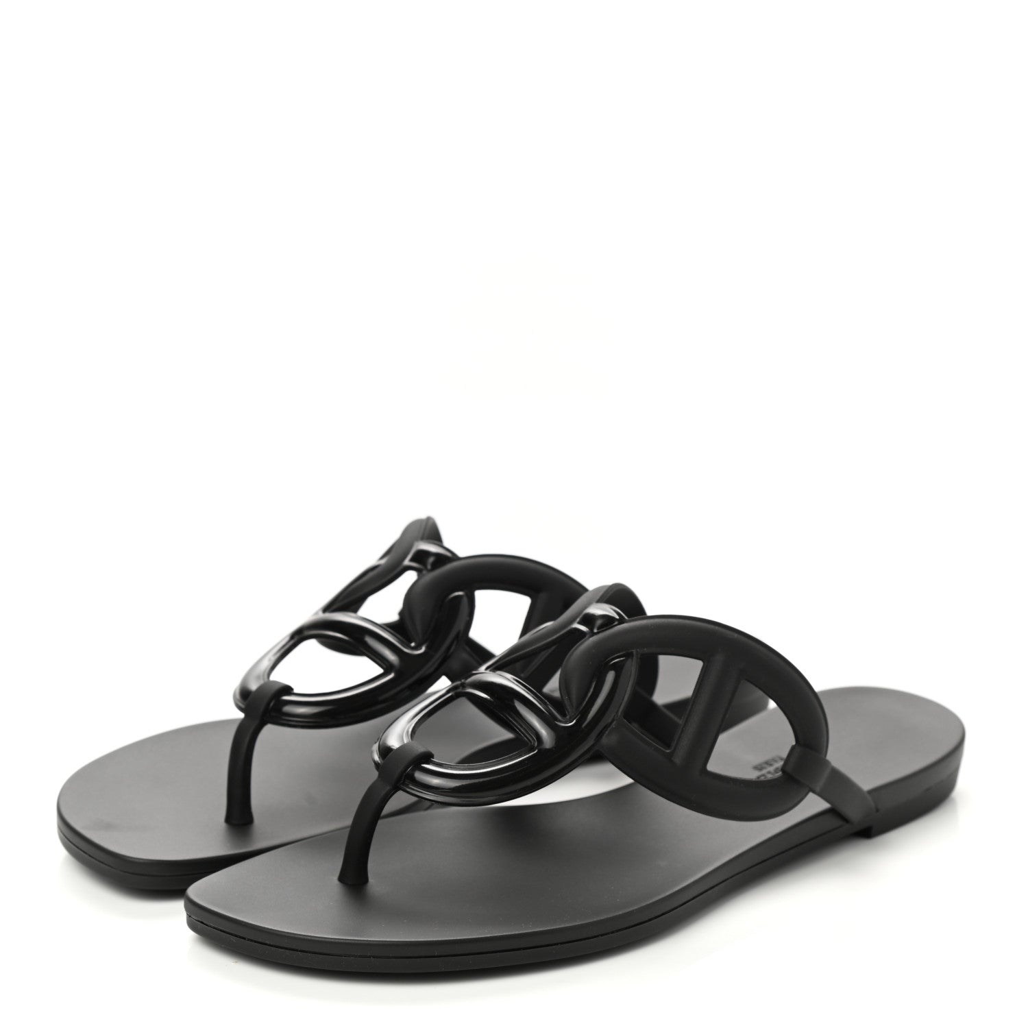 Hermes Rubber Womens Egerie Sandals 38 Black 3 of 9