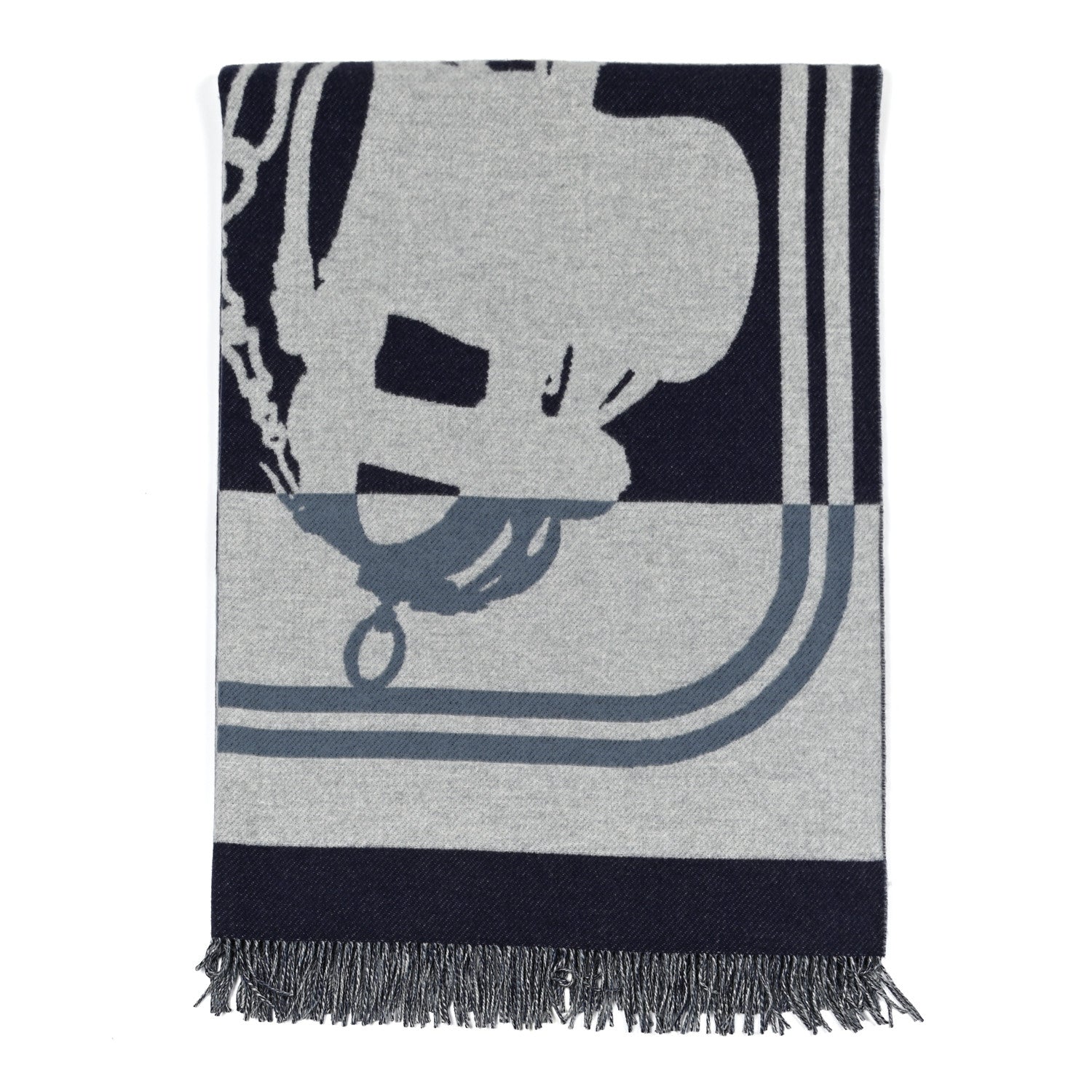 Hermes Cashmere Wool Brides De Gala Plaid Blanket Glacier 1 of 3