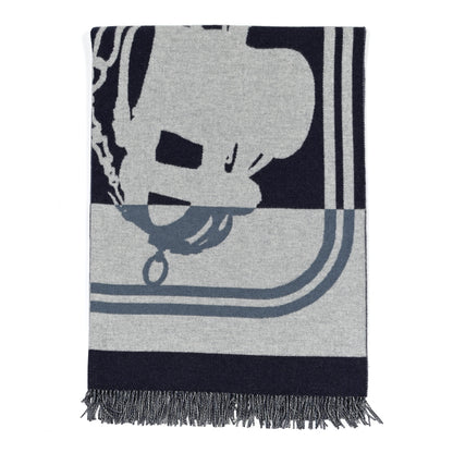 Hermes Cashmere Wool Brides De Gala Plaid Blanket Glacier 1 of 3