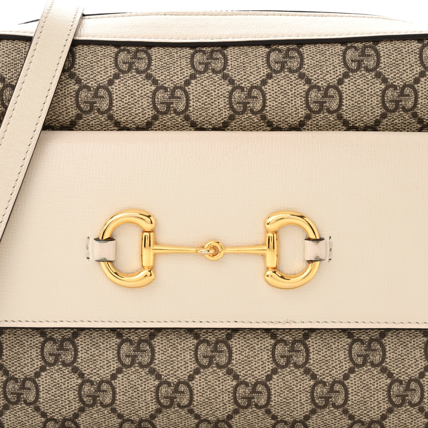 Gucci GG Supreme Monogram Small Horsebit 1955 Shoulder Bag Beige Mystic White 8 of 12