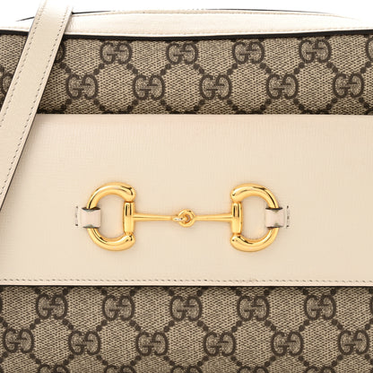 Gucci GG Supreme Monogram Small Horsebit 1955 Shoulder Bag Beige Mystic White 8 of 12