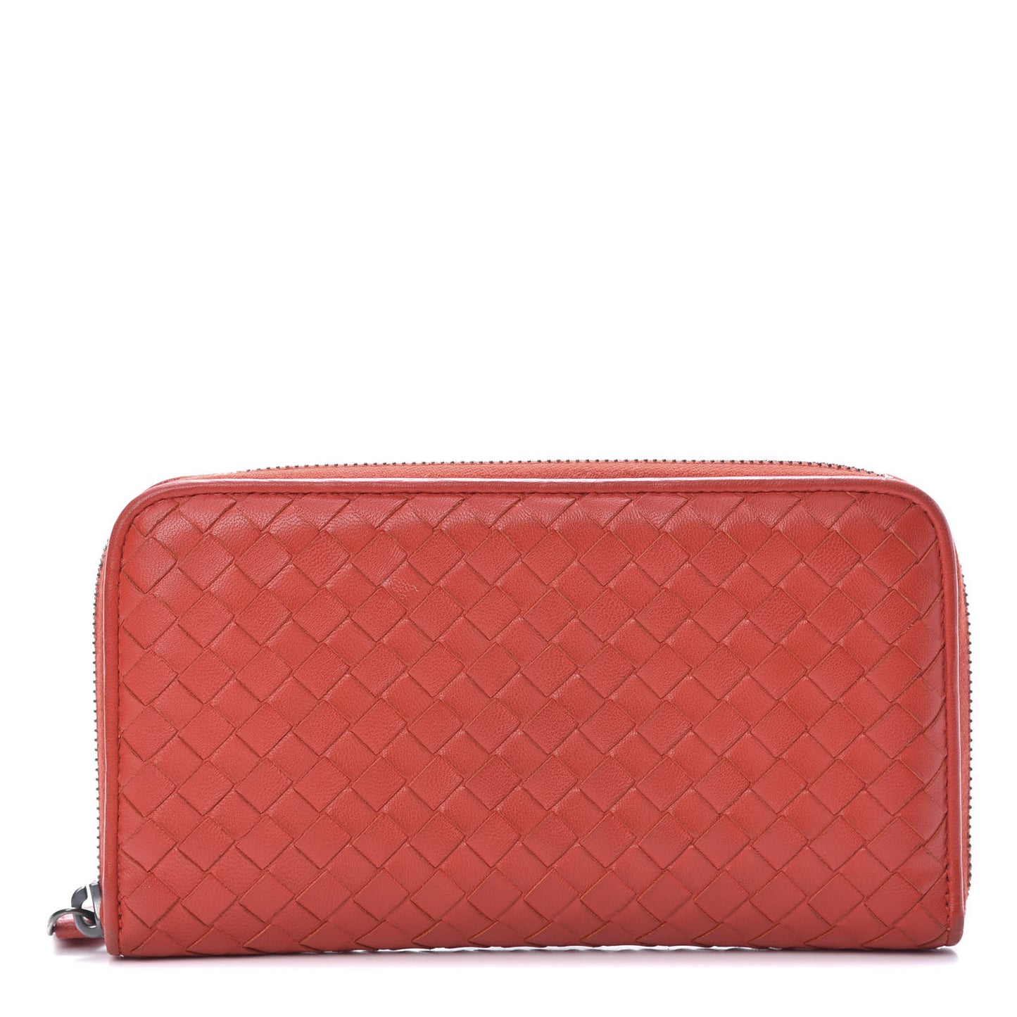 Nappa Intrecciato Zip Around Wallet Red