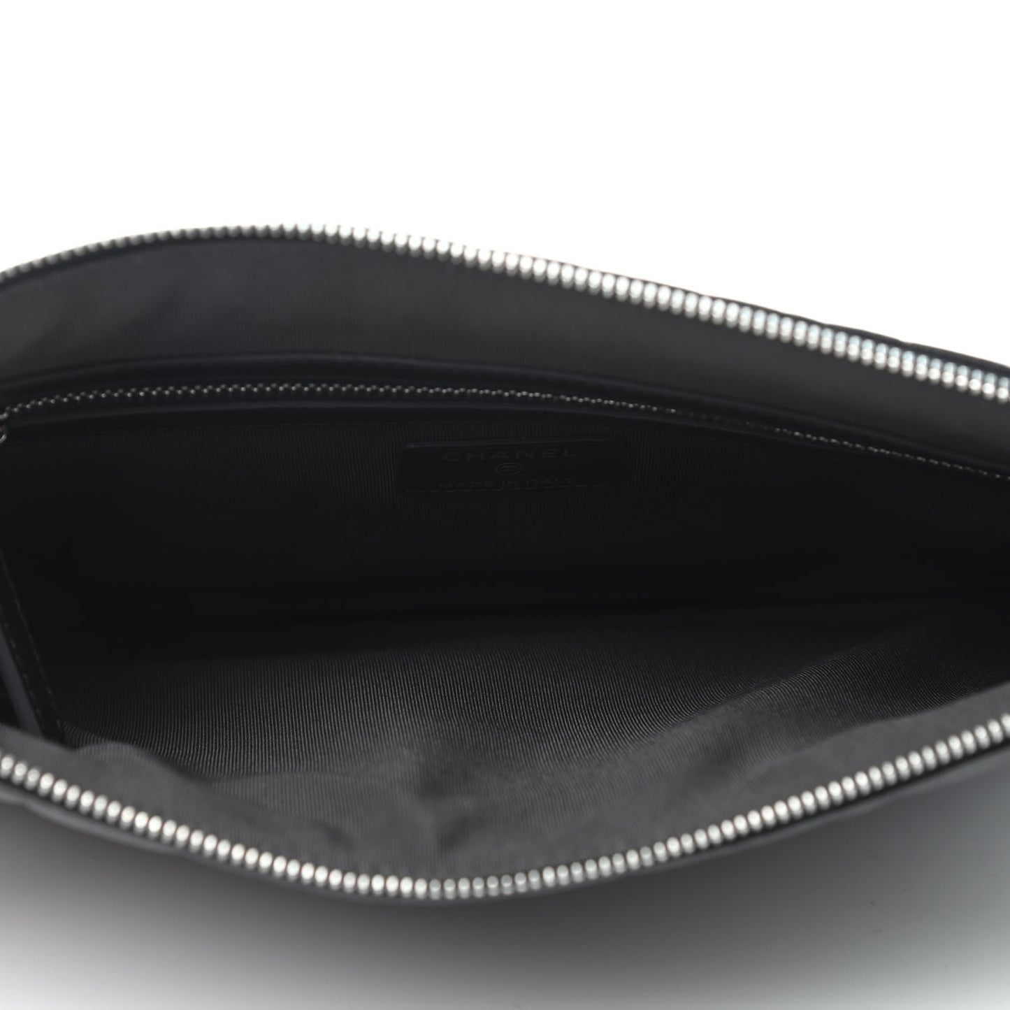 Goatskin Camellia Embossed Medium Cosmetic Case Dark Grey