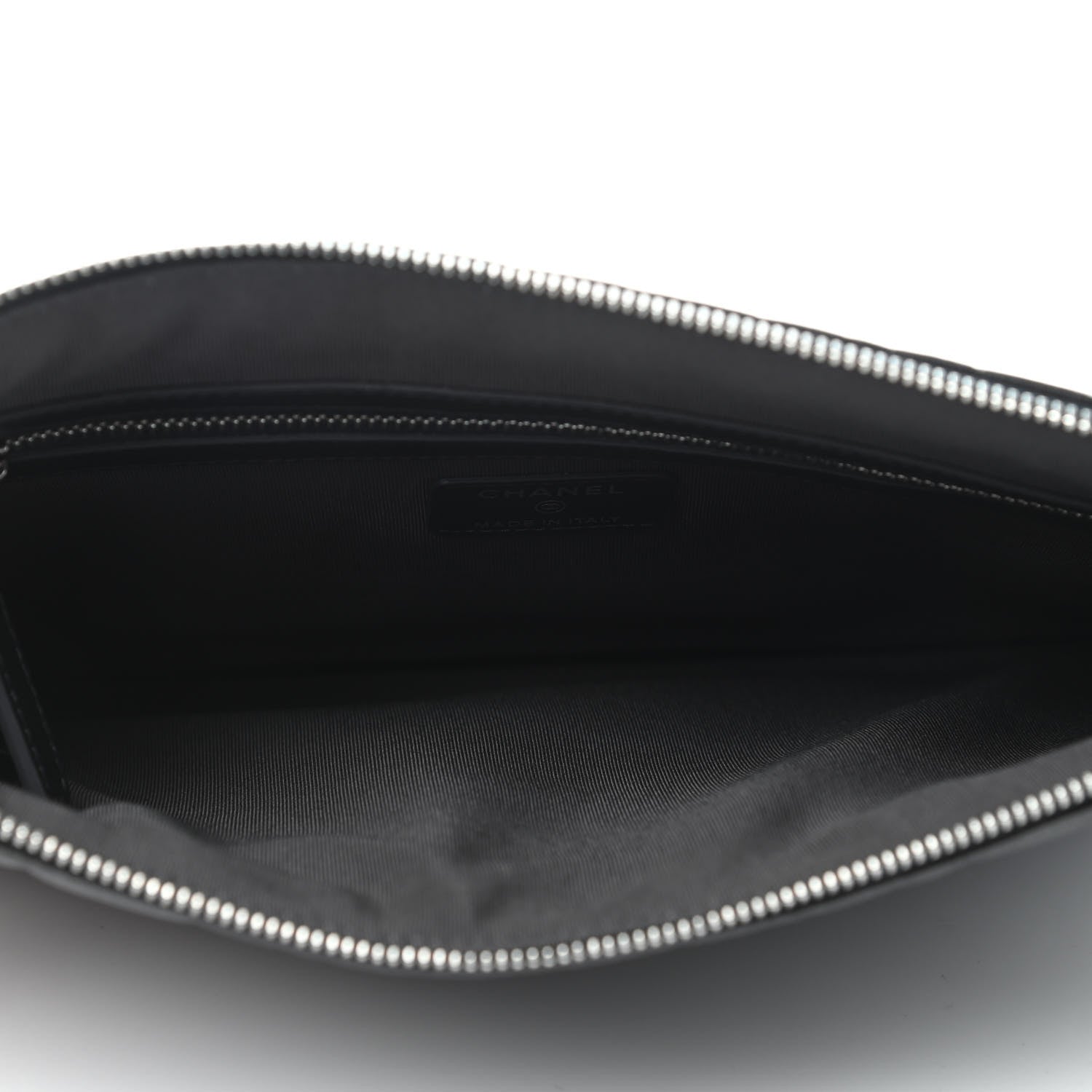 Chanel Goatskin Camellia Embossed Medium Cosmetic Case Dark Grey 4 of 4
