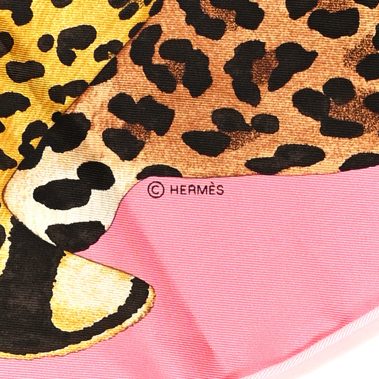 Silk Twill Lazy Leopardesses Scarf 90 Rose Vif Anthracite