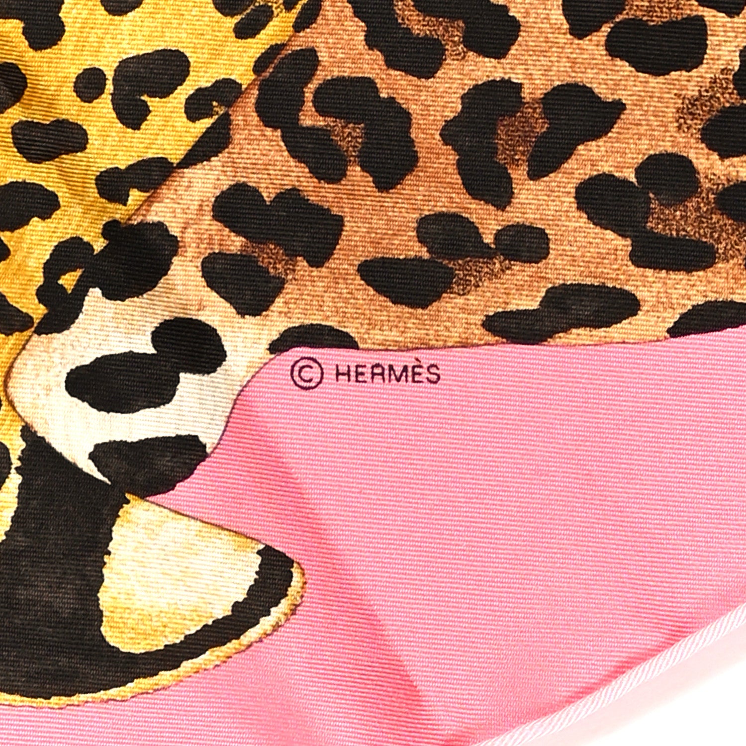 Hermes Silk Twill Lazy Leopardesses Scarf 90 Rose Vif Anthracite 3 of 3