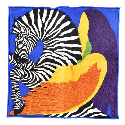 Hermes Silk Zebra Pegasus Nano Scarf 20 Bleu Vif Jaune White 1 of 4