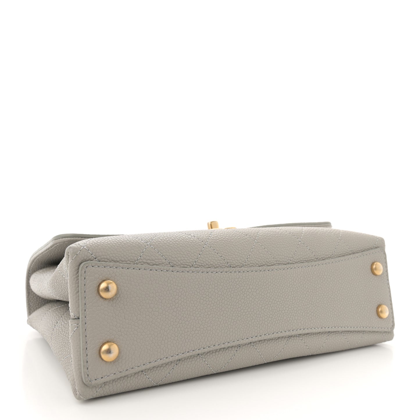 Grained Calfskin Small Stitched Flap Grey