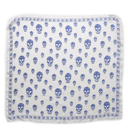 Alexander McQueen Silk Chiffon Skull Scarf Ivory Blue 1 of 4