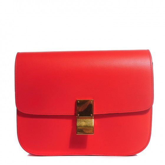 Box Calfskin Medium Classic Box Flap Bag Poppy