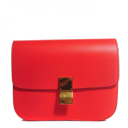 Celine Box Calfskin Medium Classic Box Flap Bag Poppy 1 of 19