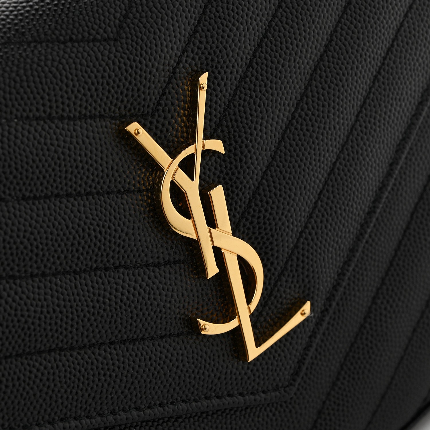 Saint Laurent Grain De Poudre Matelasse Chevron Monogram Chain Wallet Black 12 of 13