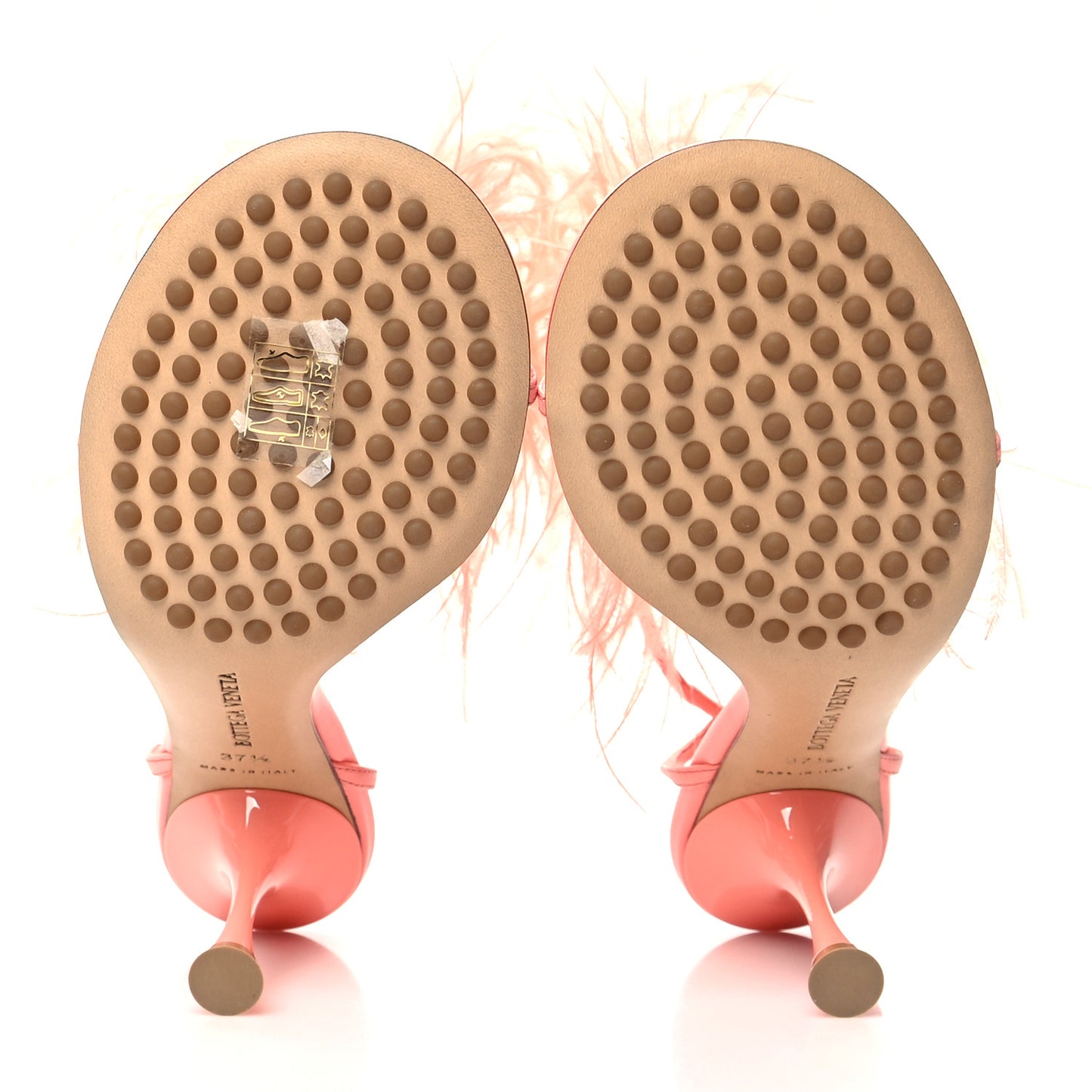 Lambskin Feather Dot Sandals 37.5 Flamingo