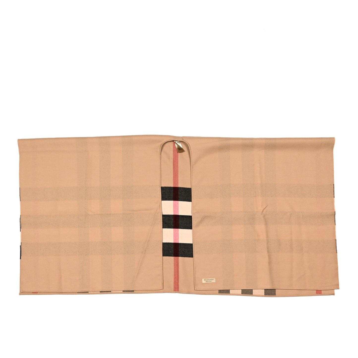 Cashmere Giant Check Collette Cape Scarf Camel