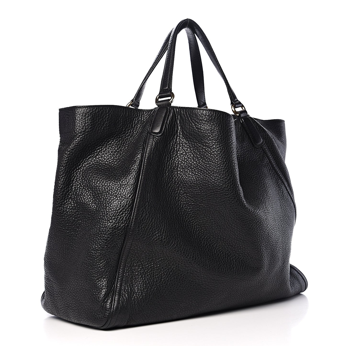 Pebbled Calfskin Large Soho Shoulder Bag Black