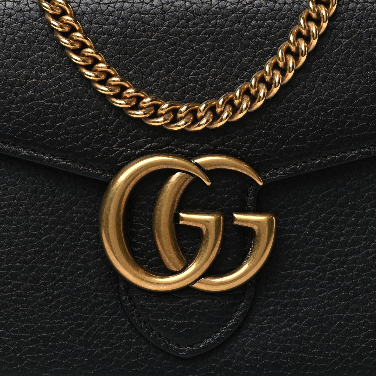 Calfskin GG Marmont Chain Wallet Black