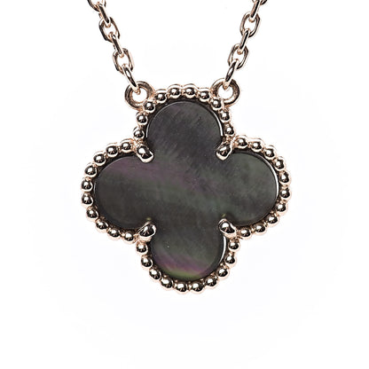 Van Cleef & Arpels 18K Rose Gold Gray Mother of Pearl Vintage Alhambra Pendant Necklace 4 of 9
