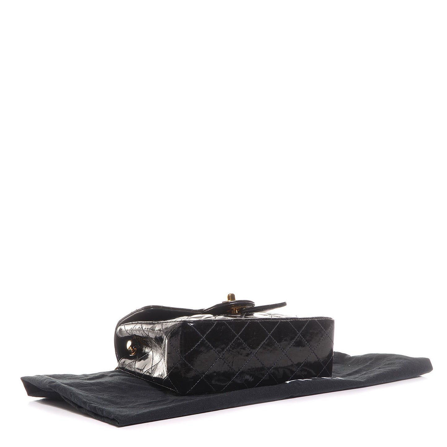 Patent Calfskin Quilted Mini Square Flap Black