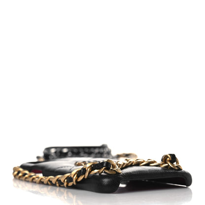 Chanel Shiny Goatskin Quilted 19 iPhone XI Pro Max Holder With Chain Black 4 of 11