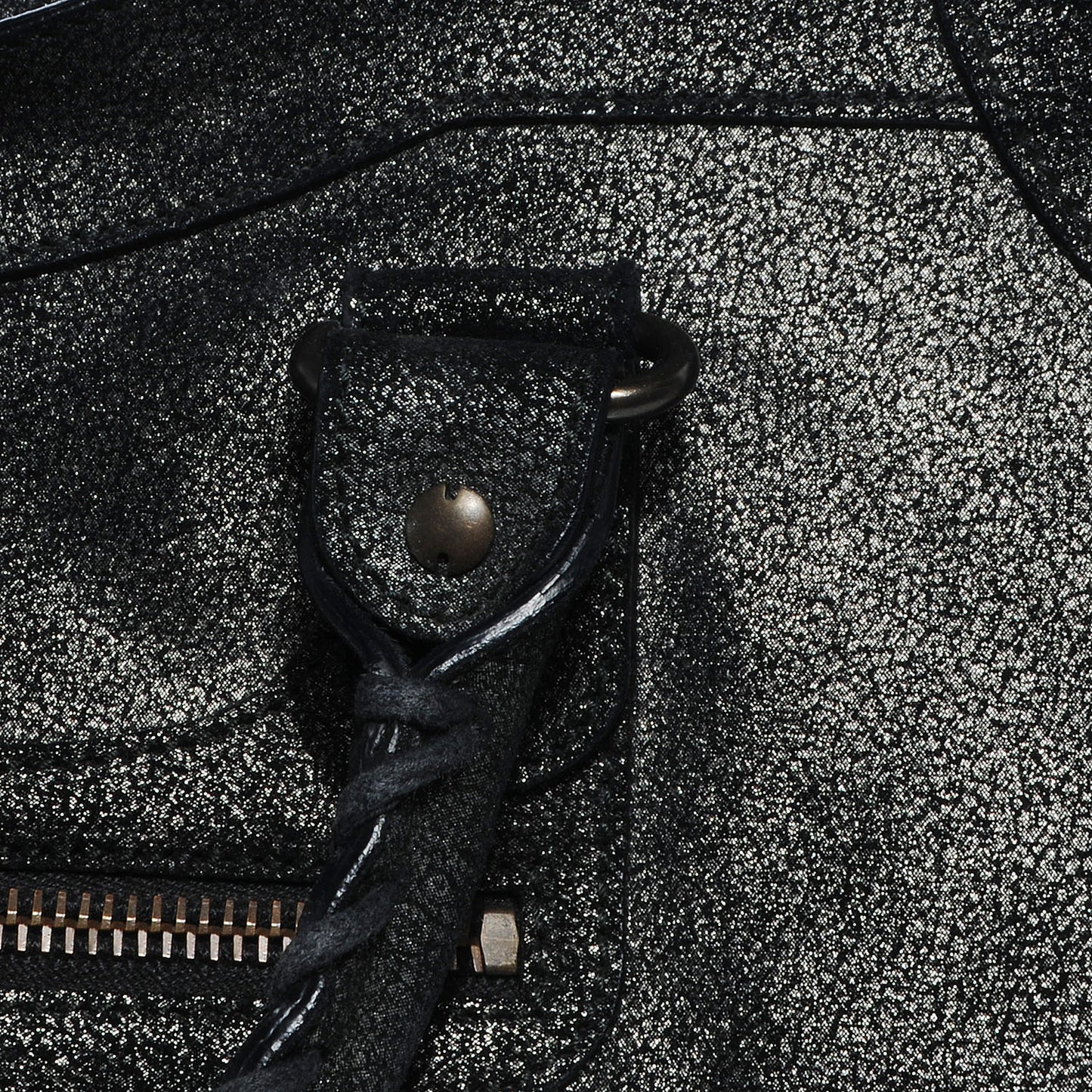 Metallic Craquele Calfskin Classic Hardware City Black