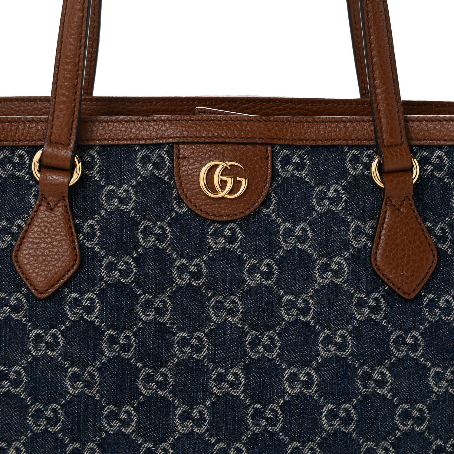 Gucci New Denim GG Monogram Medium Ophidia Shopping Tote Blue Tea Cuir 8 of 13