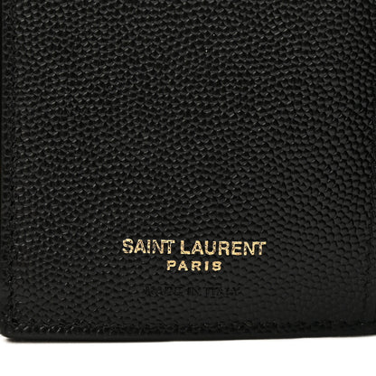 Saint Laurent Grain De Poudre Matelasse Chevron Monogram Compact Tri Fold Wallet Black 6 of 7