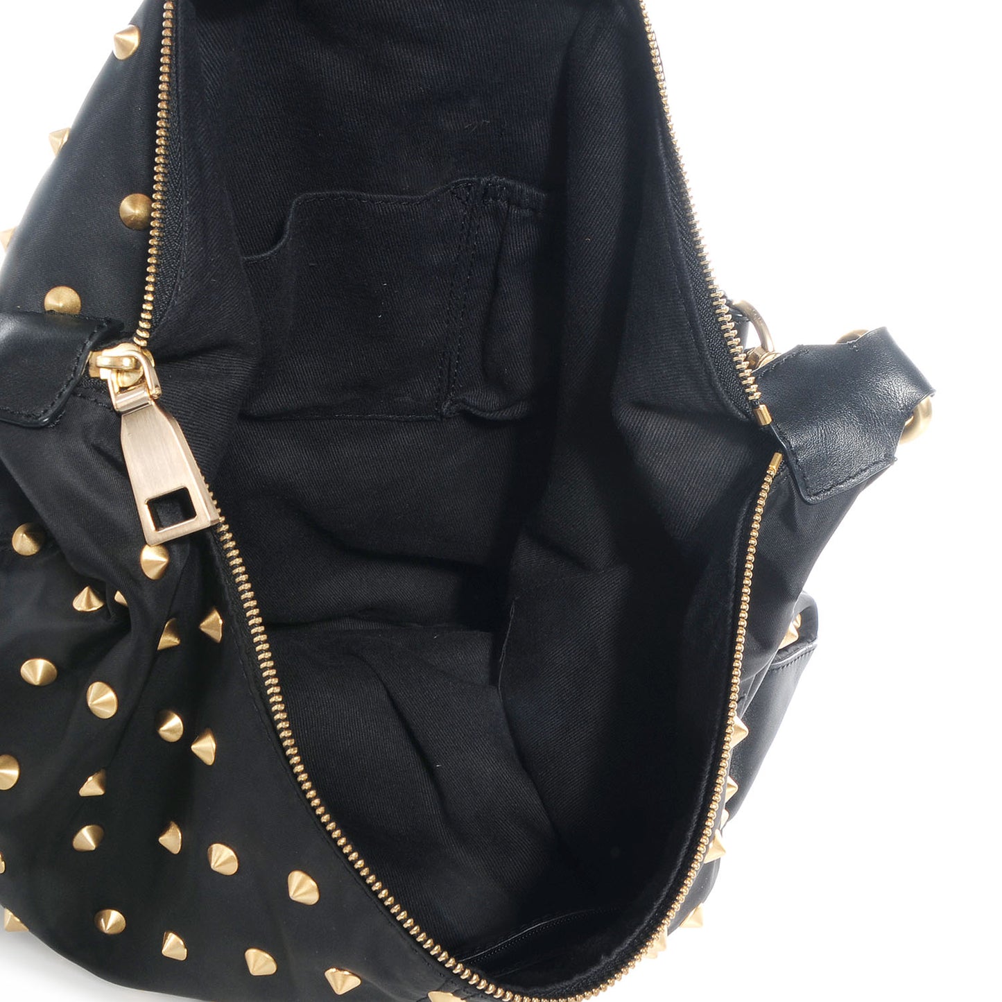Nylon Studded Hobo Black