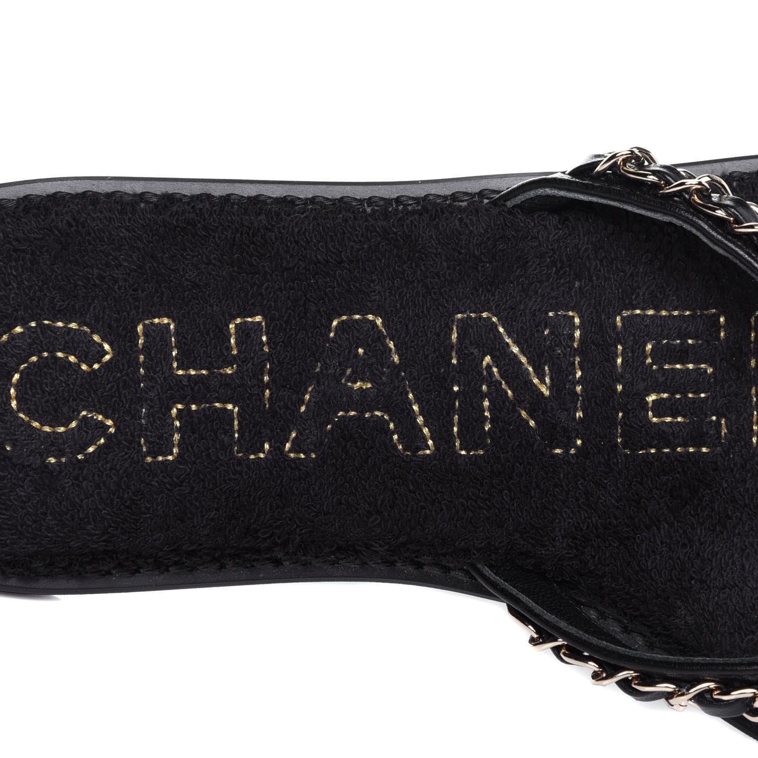 Chanel Lambskin CC Chain Thong Sandals 36 Black 8 of 10