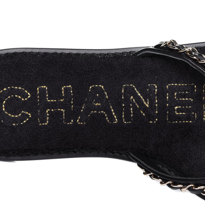 Chanel Lambskin CC Chain Thong Sandals 36 Black 8 of 10