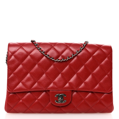 Chanel Caviar Quilted Clutch With Chain Flap Red 1 of 10