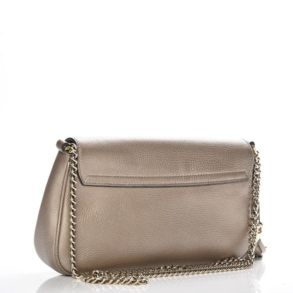 Gucci Metallic Pebbled Calfskin Medium Soho Flap Crossbody Golden Beige 3 of 10