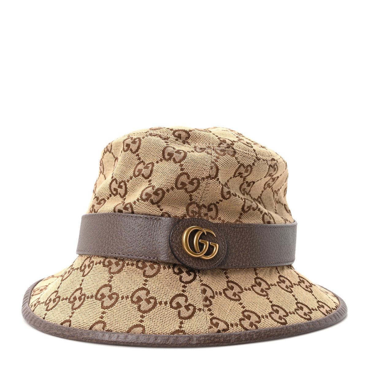 Monogram Textured Dollar Calfskin GG Jago Bucket Hat S Cacao Beige