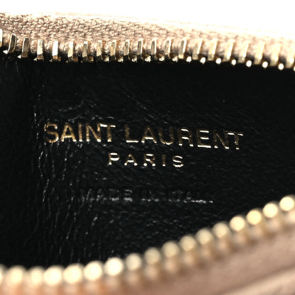 Saint Laurent Monogram Grain de Poudre 5 Fragments Zip Pouch Card Holder Dark Beige 6 of 9